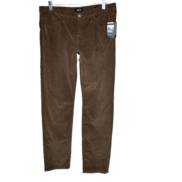BDG Pants - New BDG Women’s Mid Rise Cigarette Ankle Pants 32x30 Brown Corduroy BNWT